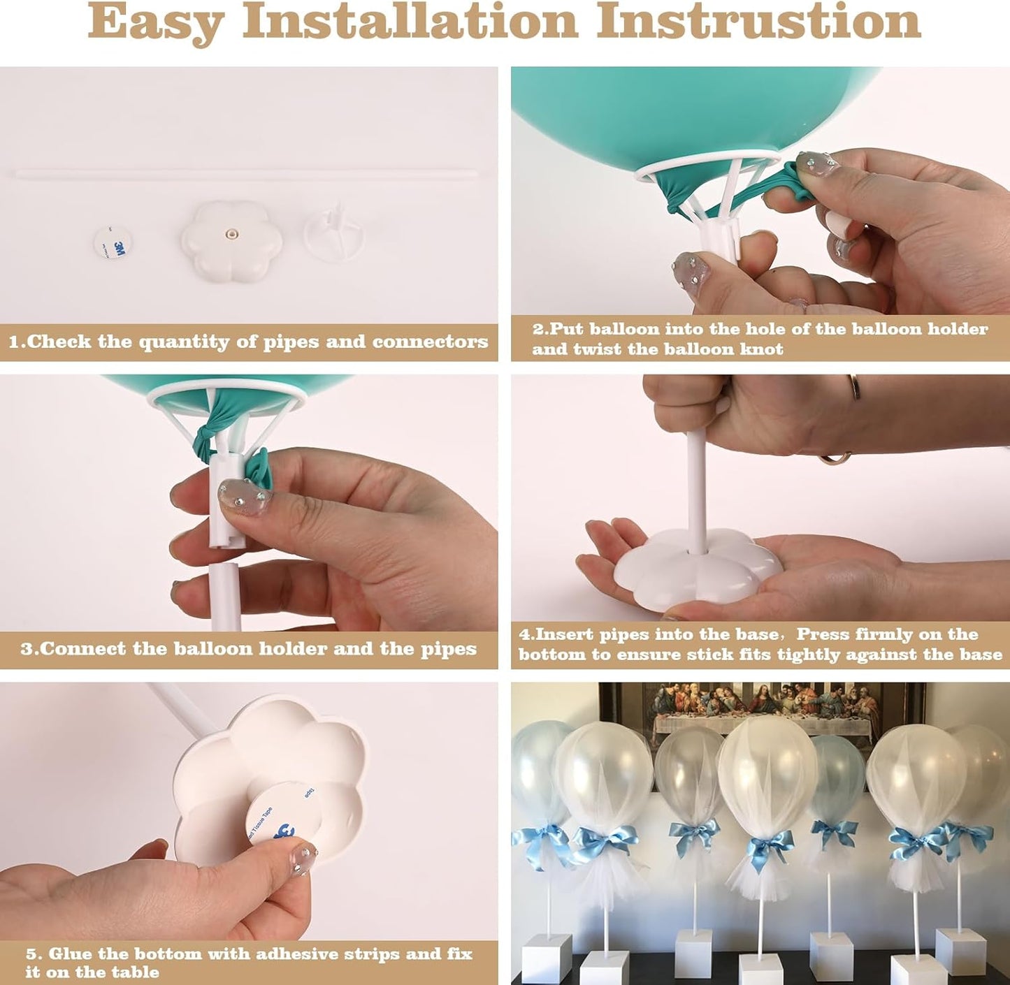 10-Set Balloon Stick Holders with Bases