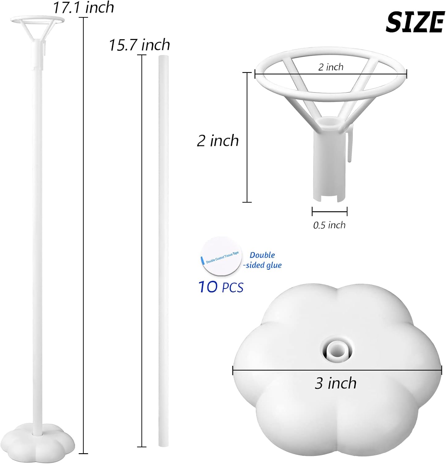 10-Set Balloon Stick Holders with Bases
